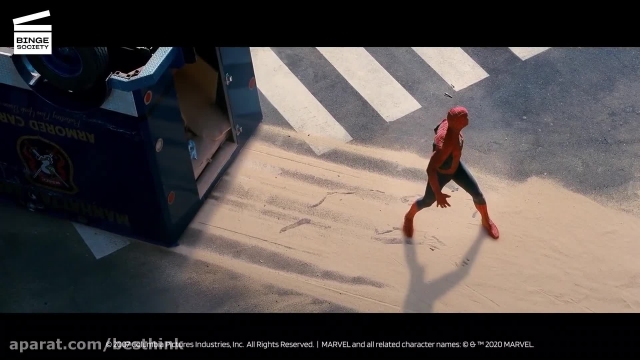 فیلم مرد عنکبوتی ، صحنه درگیری با مرد شنی در ماشین حمل پول