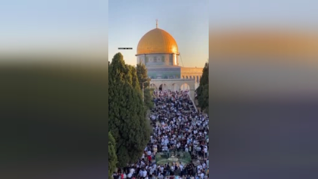 تکبیر عید قربان در مسجدالاقصی با حضور عظیم مسلمانان فلسطین | فیلم 