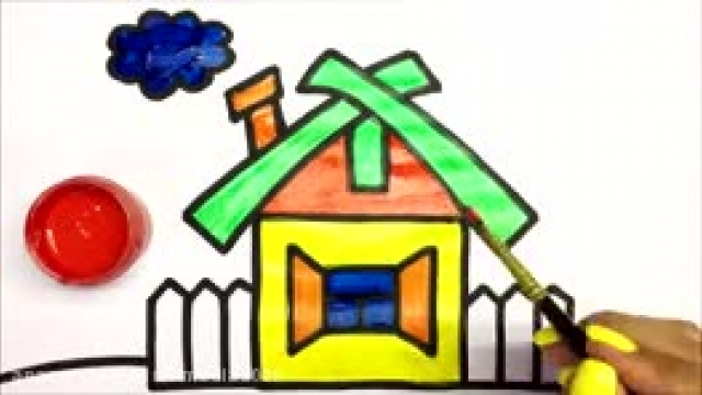 آموزش کشیدن نقاشی زیبای خانه (همراه رنگ آمیزی) برای کودکان 
